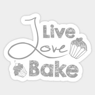 Live Love Bake Text Art Sticker